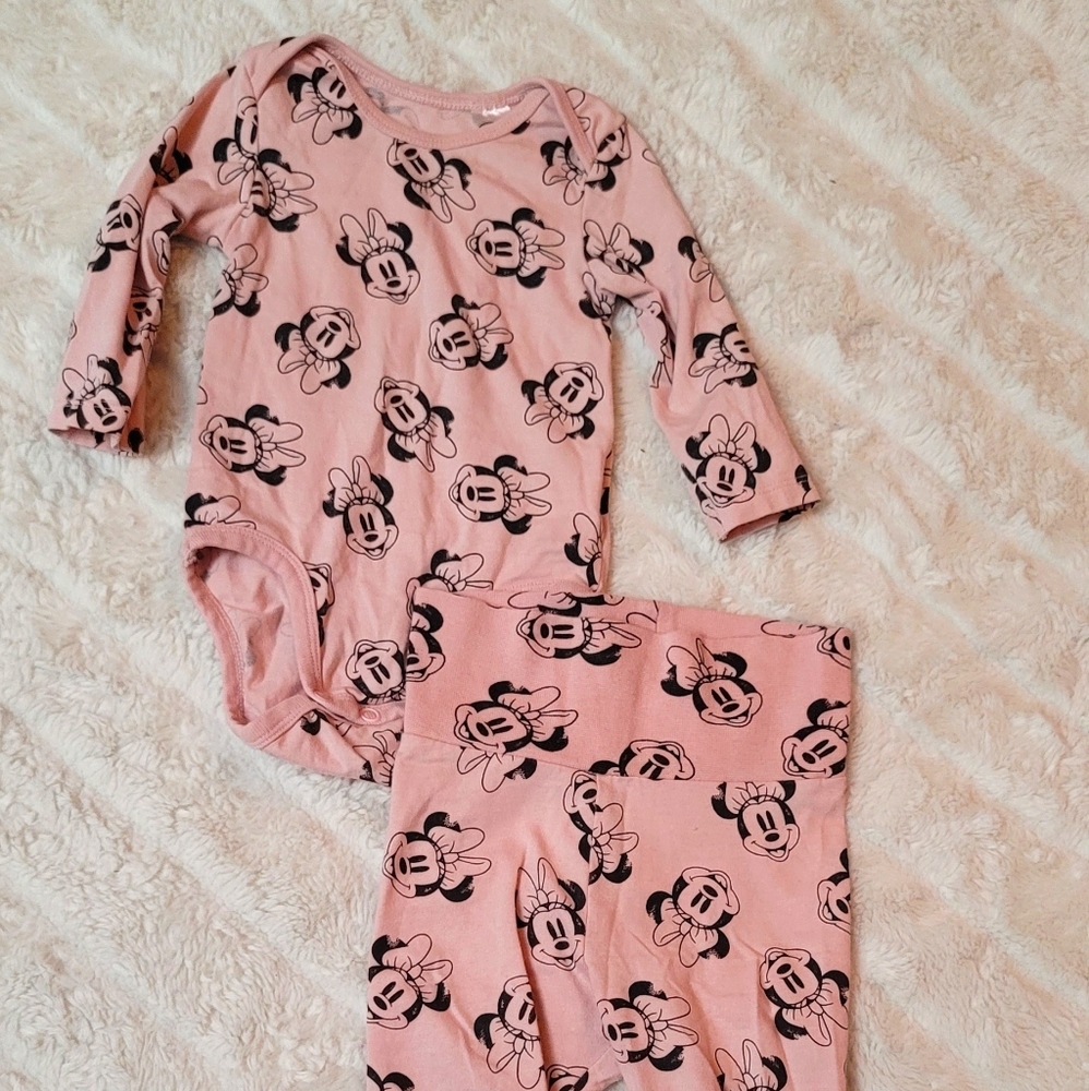 **SOLD**2 PC SET MINNIE MOUSE OUTFIT 2-4 MONTHS